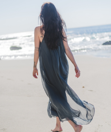 Italian Silk Maxi Dress (lined) Black